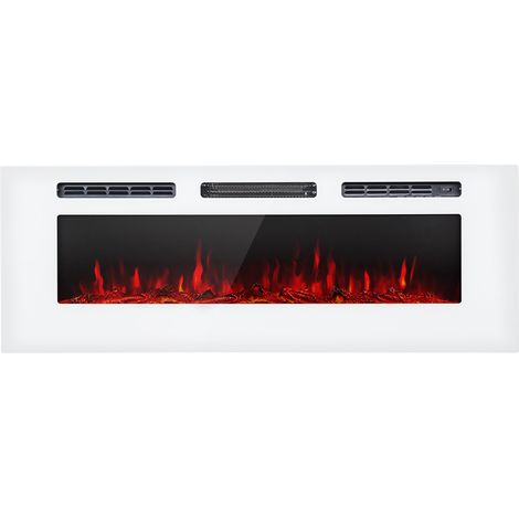 Klarstein Cheminée Electrique Encastrable, Chauffage Electrique de 1800W, Fausse Cheminée Decorative Murale avec Effet Flamme en LED, Télécommande Inclus, Programmable, Minuterie, Thermostat Réglable