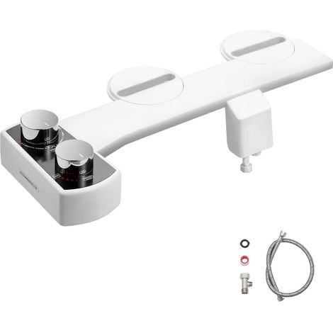 Accessoire Bidet pour WC, Bidet Non Électrique à Fixer sur Siège - Double Buse Rétractable, Pression Réglable, Installation Facile, Pulvérisateur Eau Froide pour Hygiène Intime, Blanc (1/5)