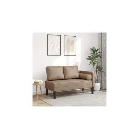 Chaise longue avec coussins cappuccino similicuir (1/5)