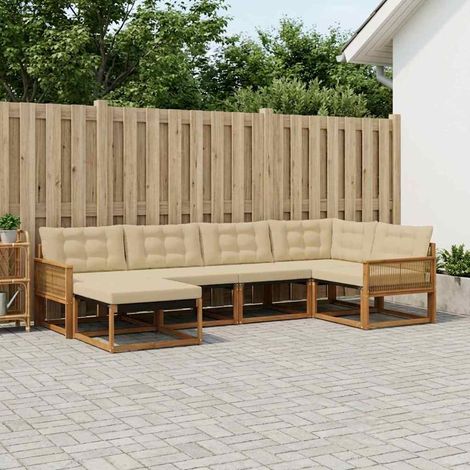 vidaXL Outdoor-Sofagarnitur mit Kissen 6 pcs Natur und Beige (1/5)