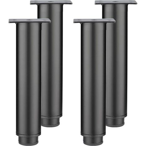 Lot de 4 pieds de meuble réglables en acier laminé à froid, pieds de table de remplacement pour armoire, canapé, pieds en métal (noir, 8 cm) (1/5)