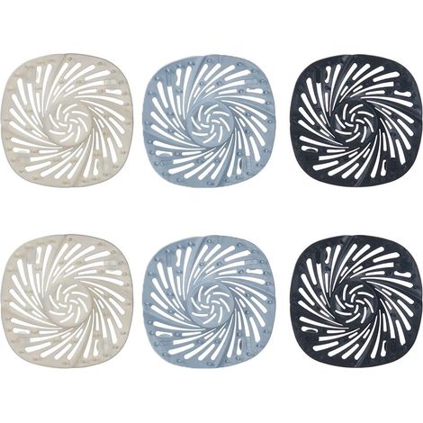 6 pièces de couvercle de drain de douche en siliCône avec ventouse (blanc/bleu/noir)-Fei Yu