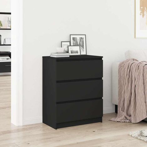 Aparador de madera contrachapada negro 60x35x76 cm (1/4)
