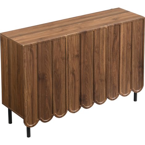 Aparador moderno de MDF color nogal 120 x 35 x 80 cm con puertas onduladas y baldas regulables (1/5)