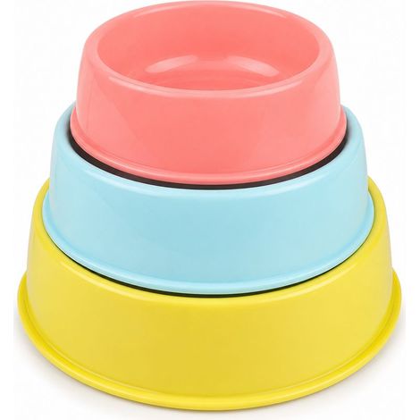 Gamelle pour animal en plastique rose taille 2 7.5 x 21 cm (1/5)
