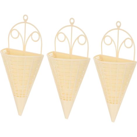 SUPVOX Lot de 3 paniers muraux suspendus en forme d'éventail avec un design osier vintage (1/5)