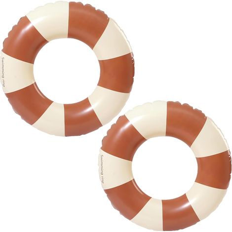 Stries Bouee Piscine Adulte, 2PCS Bouée Piscine Anneau de Natation, Bouée Gonflable Rétro Rayée en PVC Bouée Piscine, pour Les Vacances à la Plage et Les fêtes de Piscine (1/5)