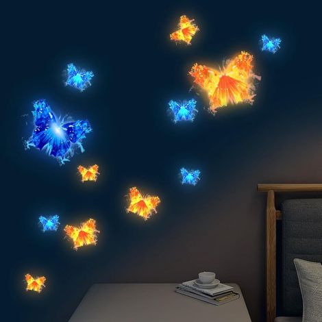 2 Stück Im Dunkeln leuchtende Sterne Im Dunkeln leuchtende Aufkleber Im Dunkeln leuchtende Schmetterlinge Wandaufkleber für Kinderzimmer und Baby (1/5)