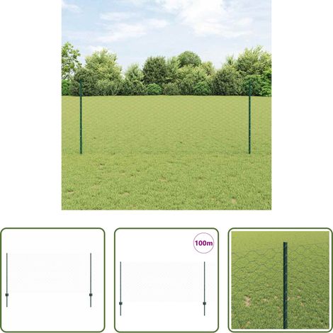 vidaXL Terrassenzaun - Zaun mit Pfosten Grün 1 x 100 m Stahl und PVC (1/5)