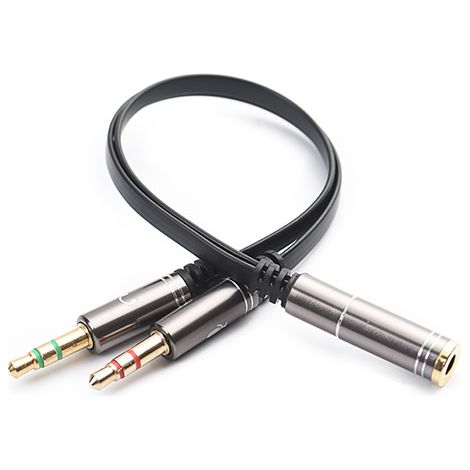 3.5mm 1 to 2 audio cable, single port computer headphone/earphone adapter, 3.5mm female to dual 3.5mm cable. (1/5)