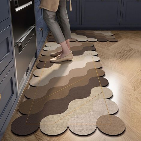 Cuisine Antidérapant, 1 Pièce Rétro Absorbant Diatomite Tapis, Evient Lavable Devant Evier (50x80cm, Marron)Tapis (1/5)