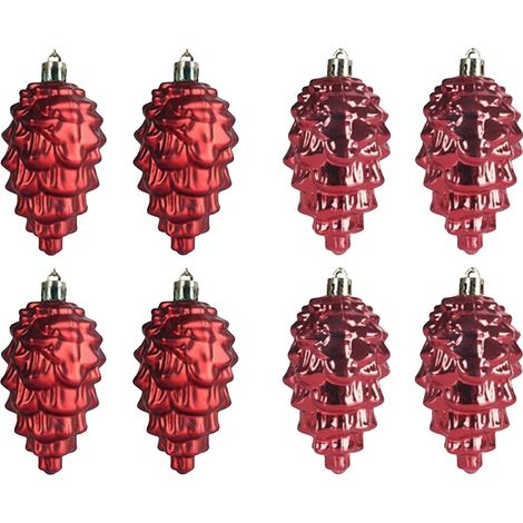 Pomme De Pin Décorative - Ornement Accroche Pour Arbre De Noël En PVC - 90 mm - 8 Pièces