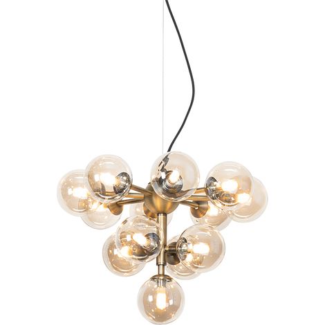 Pendelleuchte Bronze mit Bernsteinglas 13 Lichter - Bianca