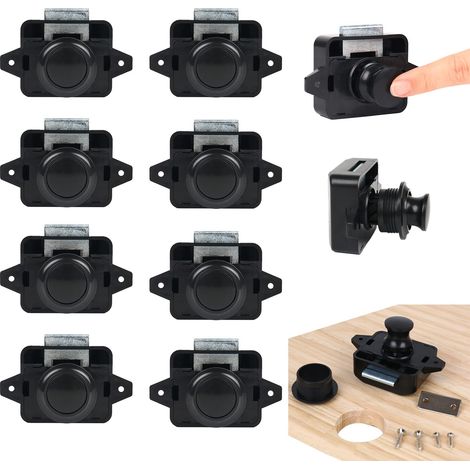 Lot de 10 boutons poussoir Catch Door armoire , Loquet à Bouton Poussoir Ajustement 15-18mm épaisseur Bateau Van Yacht , cabinet Lock Catch Verrou de porte d'armoire, serrure de meuble (1/5)