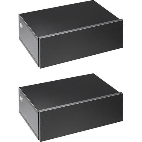 Ensemble de 2 tables de chevet suspendues avec 1 tiroir, fixation murale, style moderne, 40 x 30 x 15 cm, noir