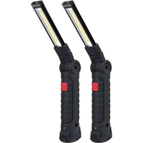 Confezione da 2 luci da lavoro a LED COB con base magnetica ricaricabile per escursionismo e ispezioni