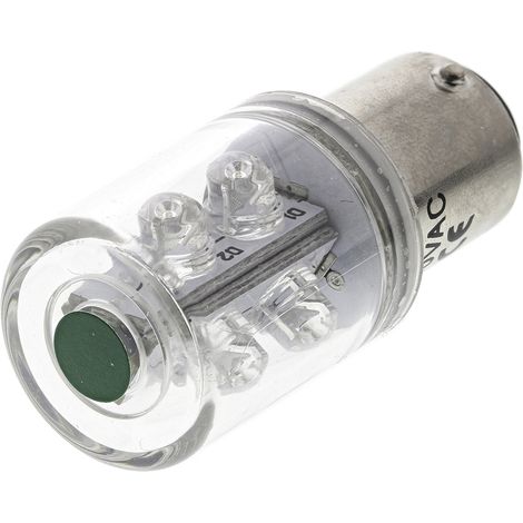 Lampe LED balise, BA15d, 230 V c.a., Vert, 6 LEDs , intensité: 6 x 525 mcd ( Prix pour 1 )