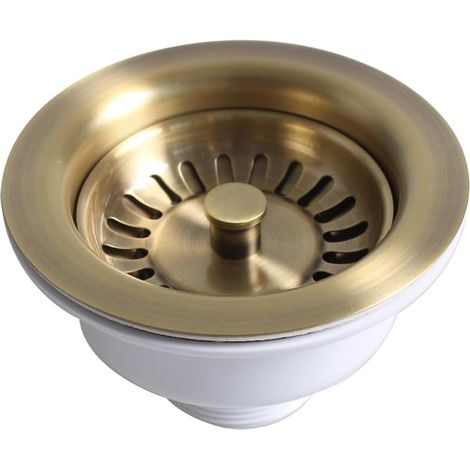 Bonde évier sans trop plein panier inox 114 mm – Acier inoxydable et PVC – Finition satinée résistante aux rayures – Compatible éviers standard (1/5)