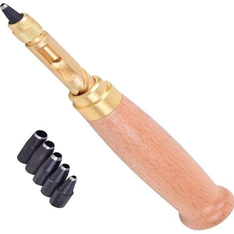 6 en 1 Poinçon Central Automatique, 130 mm Automatique Perforateur de Ceinture, Tension Réglable, Perforatrice Remplaçable pour Couture, Cuir, Papier, Artisanat (1/5)