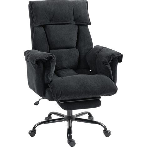 Fauteuil de bureau réglable haut dossier inclinable repose-pieds roulettes noir (1/5)