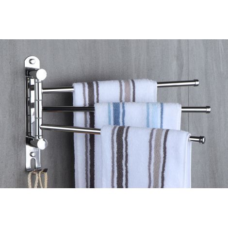 CCYKXA Bathroom Towel Rack with 3 Bars 180° Rotating Towel Dryer SUS304 Stainless Steel Wall Mounted Towel Holder for Kitchen Sink