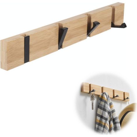 Patère Murale de 4 crochets rétractables, Porte Manteau Mural pour Suspendre Manteaux écharpes, Sacs à Main et Autres