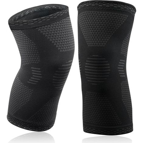 2 Stück Sport-Kniebandage, atmungsaktive, rutschfeste Knieschützer für Männer und Frauen, Kompressions-Kniebandage bei Knieschmerzen, Meniskusriss, ACL, L (1/5)