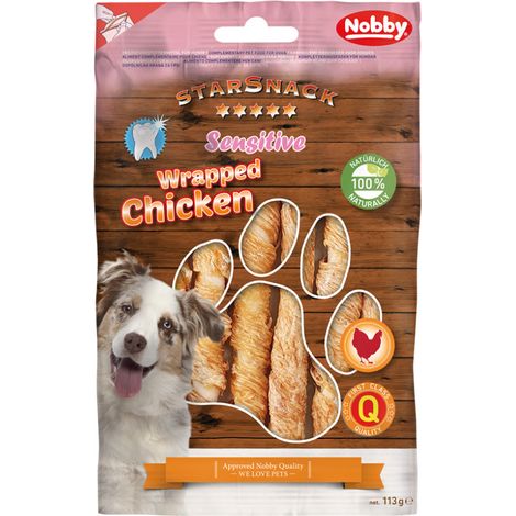 Nobby Hundesnack Adult Kauknochen getreidefrei StarSnack Sensitiv 113 g BBQ Wrapped Chicken (1/2)