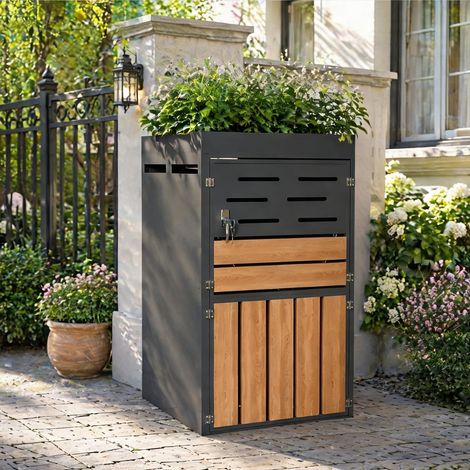 Placard de jardin métallique avec bac à fleurs intégré (1/5)