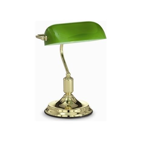 Ideal Lux Lawyer - 1 Lampe Banker Dorée avec Abat-Jour en Verre Vert, E27 (1/7)