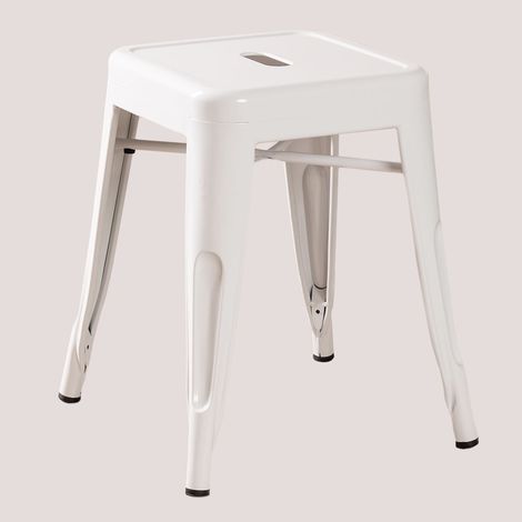 Pack de 2 tabourets bas empilables en acier Lix 45 cm SKLUM Blanc (1/5)