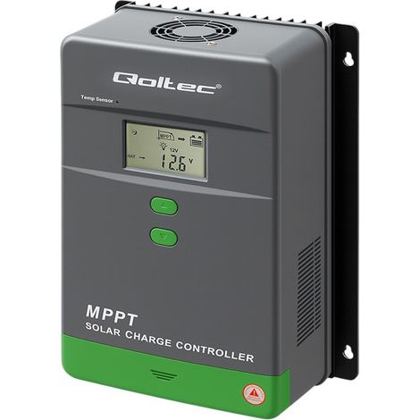 Qoltec Cargador Solar MPPT 60A con Sensor de Temperatura para Sistemas Solares, Gris (1/5)