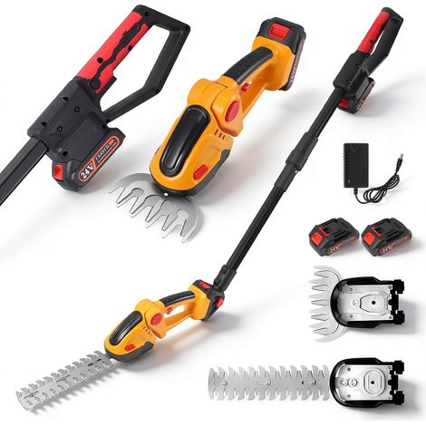 2 Taille Haie Telescopique, Manche 1,6m, Tête 7 Positions, Batterie 24V, Pour Jardin Arbuste (1/5)