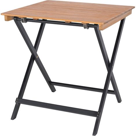 28 Zoll (71 cm) großer, klappbarer quadratischer Terrassentisch mit Akazienholz-Lattenplatte