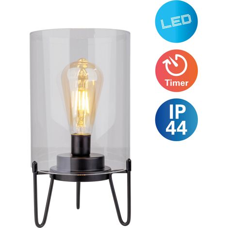 Light & More Akku LED-Tischleuchte Lonna 28,5 cm Ø 15 cm Glas