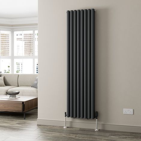 Anthracite Oval Column Designer Radiator Vertical Horizontal 1800 x 480mm Double Panel