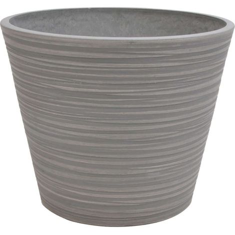 Vaso tondo da esterno giardino in fibra di argilla Ø41x33,3 cm Echium -  Black