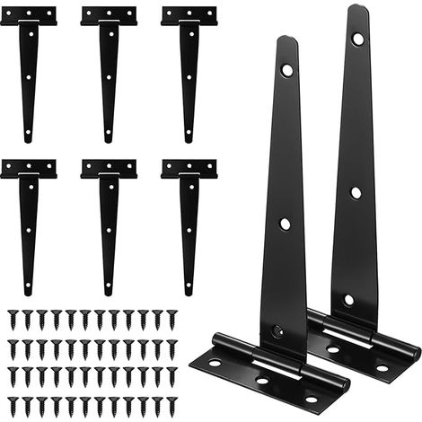 8 Pièces Charnière en T de Porte, Charnière de Portail de Jardin, Charnières Pliantes en Acier Inoxydable avec Vis, Charnières Gond Porte pour Portes de Cabanon (6 pouces T) (1/5)