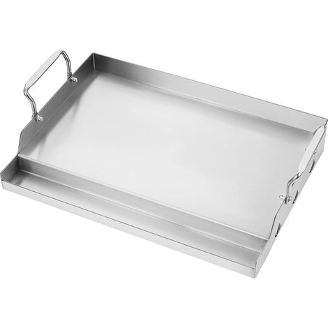 Plaque de cuisson universelle en acier inoxydable pour barbecues à gaz et à charbon, dessus plat universel pour barbecues, camping, tailgating et fêtes (l x p x h) 46 x 32 x 7 cm (1/5)