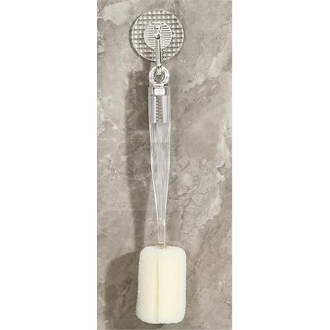 Brosse à tasse à long manche, brosse à bouteille, brosse à verre à vin, brosse à verre à eau, brosse à théière, brosse éponge, brosse de nettoyage en profondeur pour la maison, transparente. (1/5)