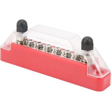 Bloc de fusibles à 6 voies avec 2 bornes M6 et 6 vis de câblage M4, pour voiture, camping-car et bateau (rouge). (1/5)