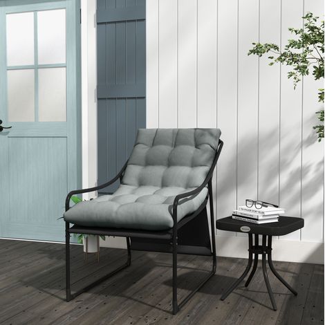 Sillón jardín relax con cojín grueso exterior gris HAVRYA (1/4)