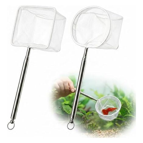 Set 2 Épuisettes Aquarium Carrée Ronde Manche 13-40cm (1/5)