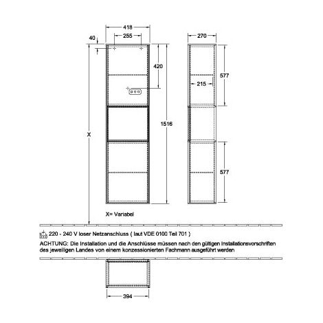 Villeroy & Boch armoire haute Finion G47 418x1516x270mm