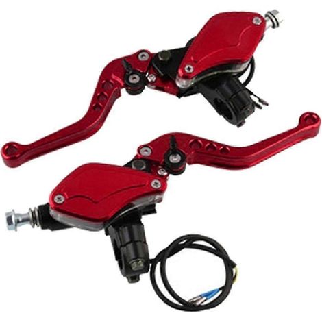 Paire de maîtres-leviers de frein hydrauliques doubles pour moto, 22 mm, 50-300 cm³ - Rouge (1/5)