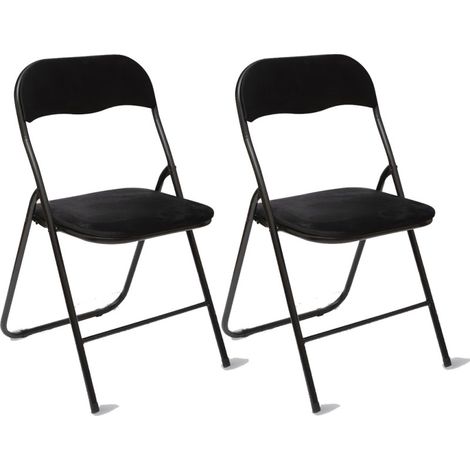 Lot de 2 chaises pliante en velours "Easy" Atmosphera - Noir