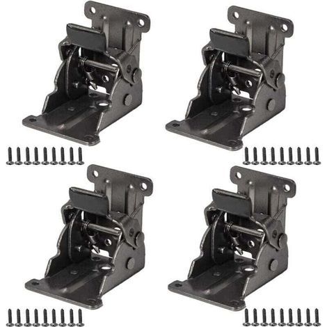 Lot de 4 charnières pliantes autobloquantes noires pour pieds de table, charnières pliantes de 0 à 90 degrés, charnières d'extension de table pliante avec vis pour pieds pliants, établi, extension de (1/4)
