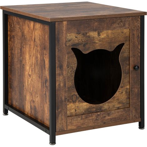 Cat Litter Box Enclosure with Door and Ventilated Hole-Brown (1/5)