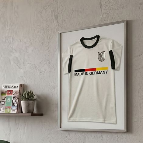 K-Möbel Cadre Maillot Argent 50x70cm Fond Blanc Vitrine Bois Massif