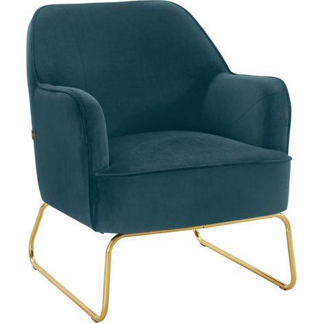 Joshua-Fauteuil d’appoint rembourré en velours pétrole (1/5)